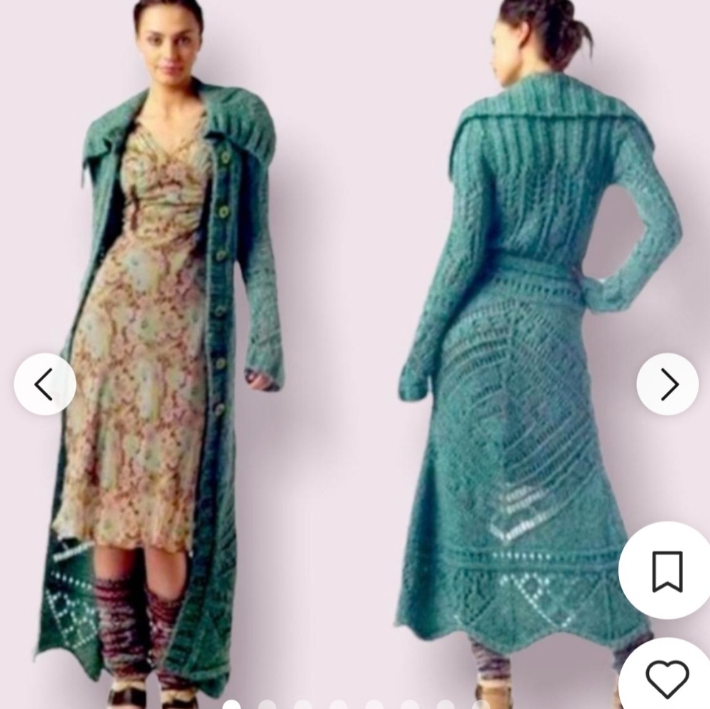 FREE PEOPLE long aqua Cardigan.